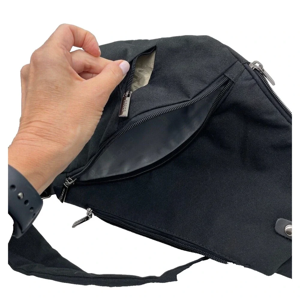 Travel Bag/Purse; Lay Flat Crossbody Bag; Adjustable;Black; ANTI-THEFT Security